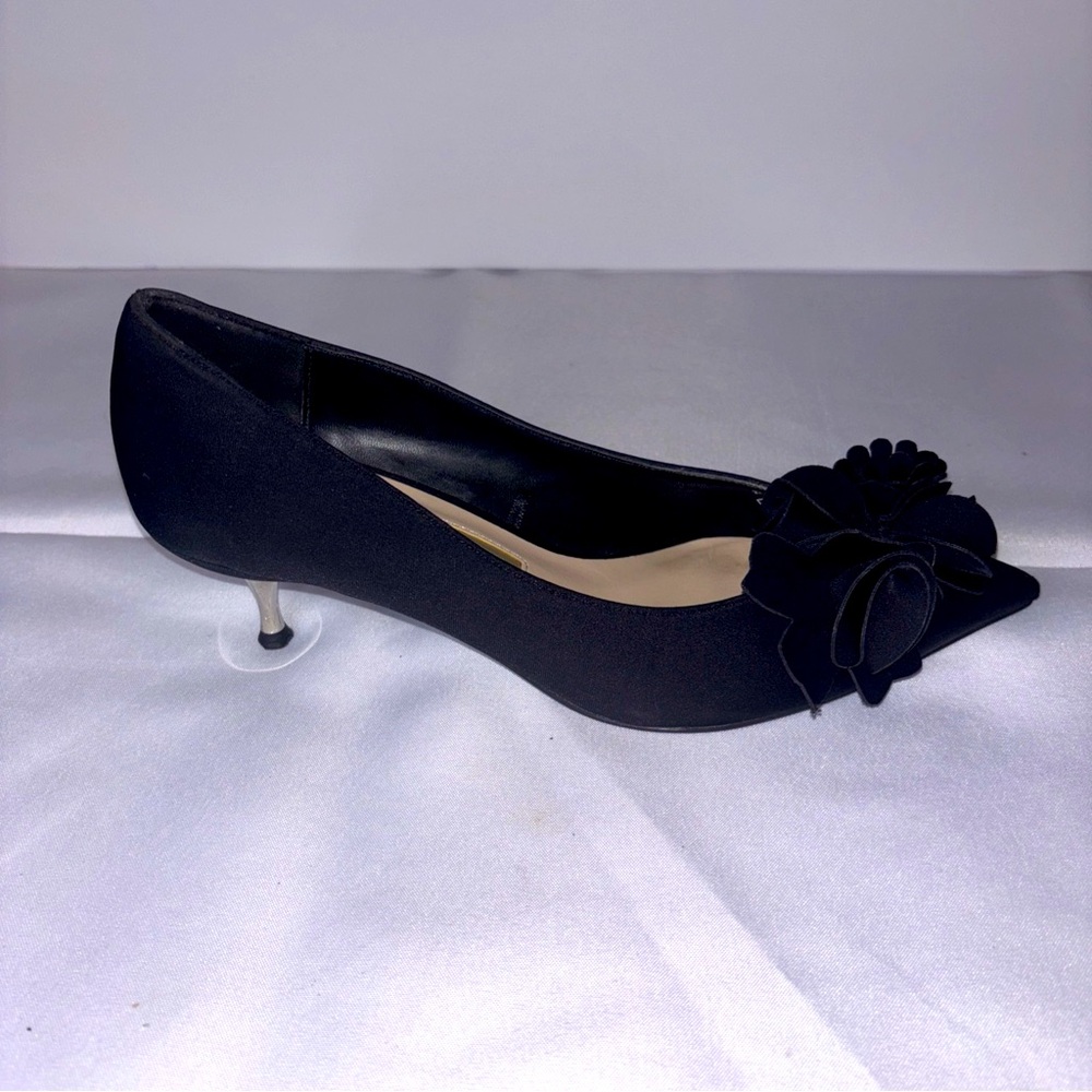 Zara Black Heels with Floral Detail Size 7.5